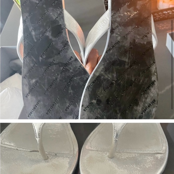 Balenciaga Metallic Thong Flat Sandals Silver Size 38.5 8.5 US - Picture 9 of 9